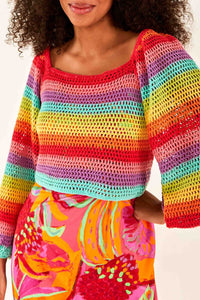 MEDIA OFF LINE_Crochet jumper with puffed sleeves - Multicoloured
