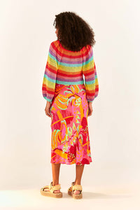 Pull à manches bouffantes en crochet - Multicolore