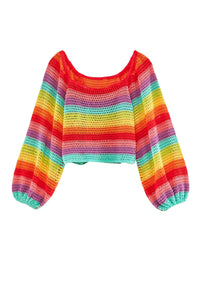 MEDIA OFF LINE_Crochet jumper with puffed sleeves - Multicoloured