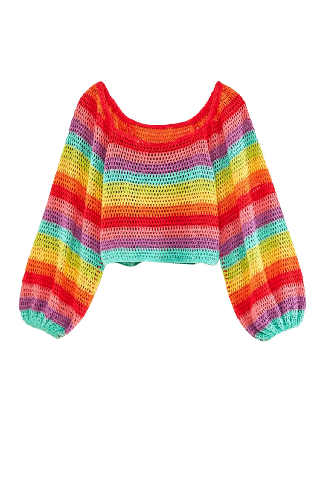 MEDIA OFF LINE_Crochet jumper with puffed sleeves - Multicoloured