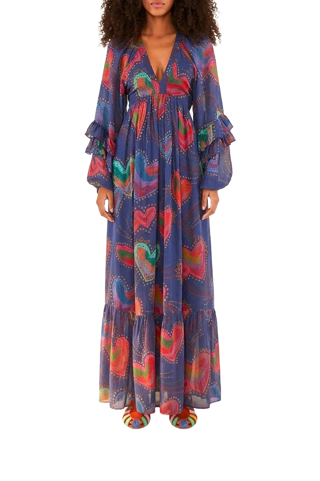 Robe longue Shinny Hearts - Bleu