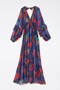 Robe longue Shinny Hearts - Bleu