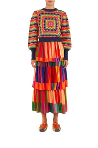 Pull Sunset Stripes en crochet - Multicolore