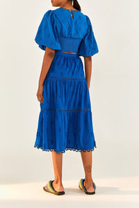 Jupe midi Ananas en coton - Bleu