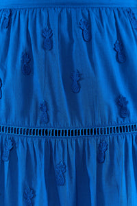 Jupe midi Ananas en coton - Bleu
