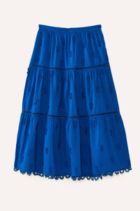 Jupe midi Ananas en coton - Bleu