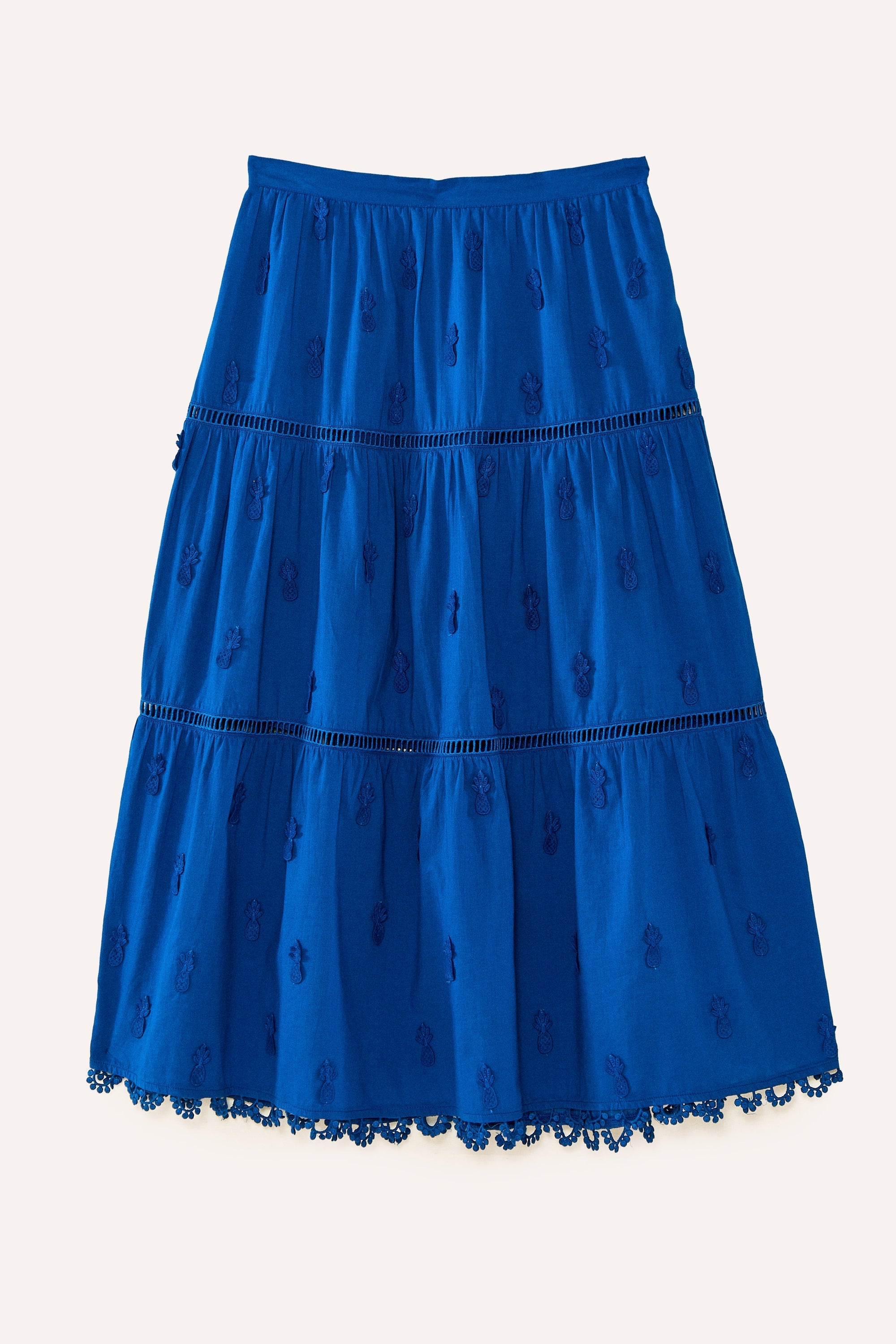 Jupe midi Ananas en coton - Bleu