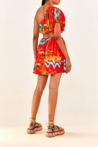 Ipanema short dress in linen - Orange