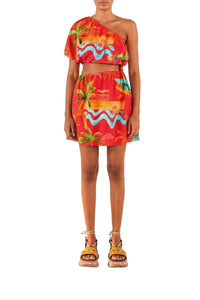 Ipanema short dress in linen - Orange