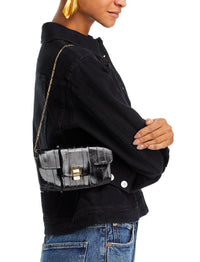 Sac porté épaule avec boucle en cuir précieux - Black