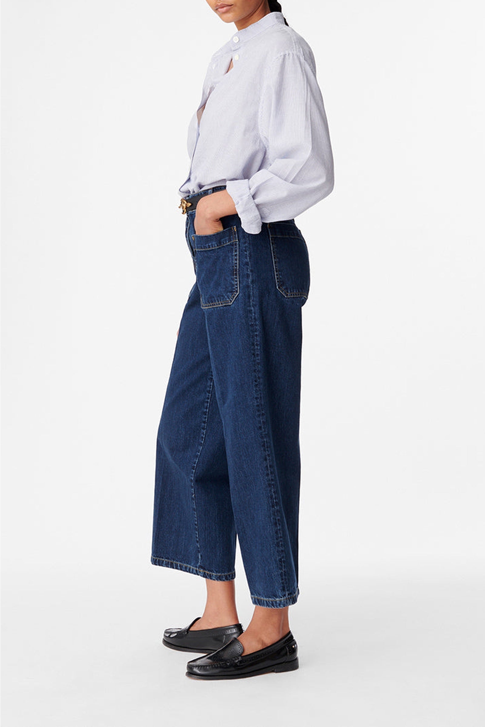 Pantalon cropped Helias en denim - Indigo