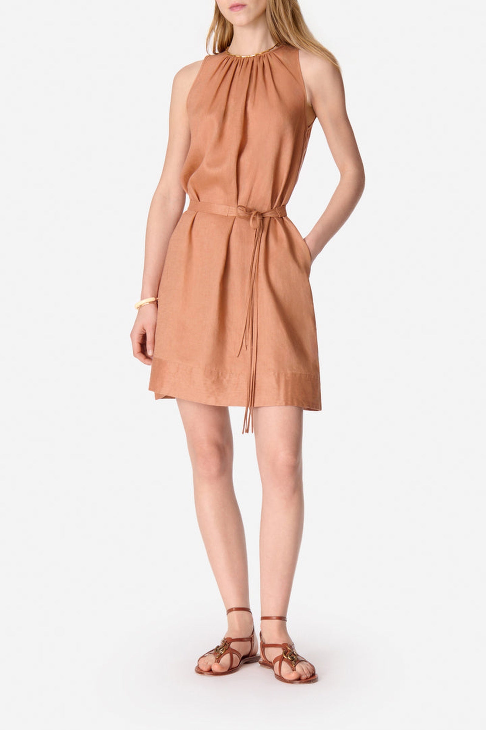 RECO : 130 // Robe courte Ema en lin - Caramel