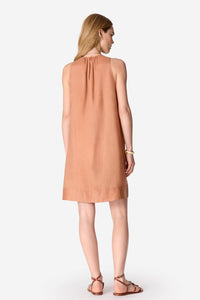 Ema short linen dress - Caramel