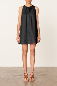 Ema short linen dress - Black