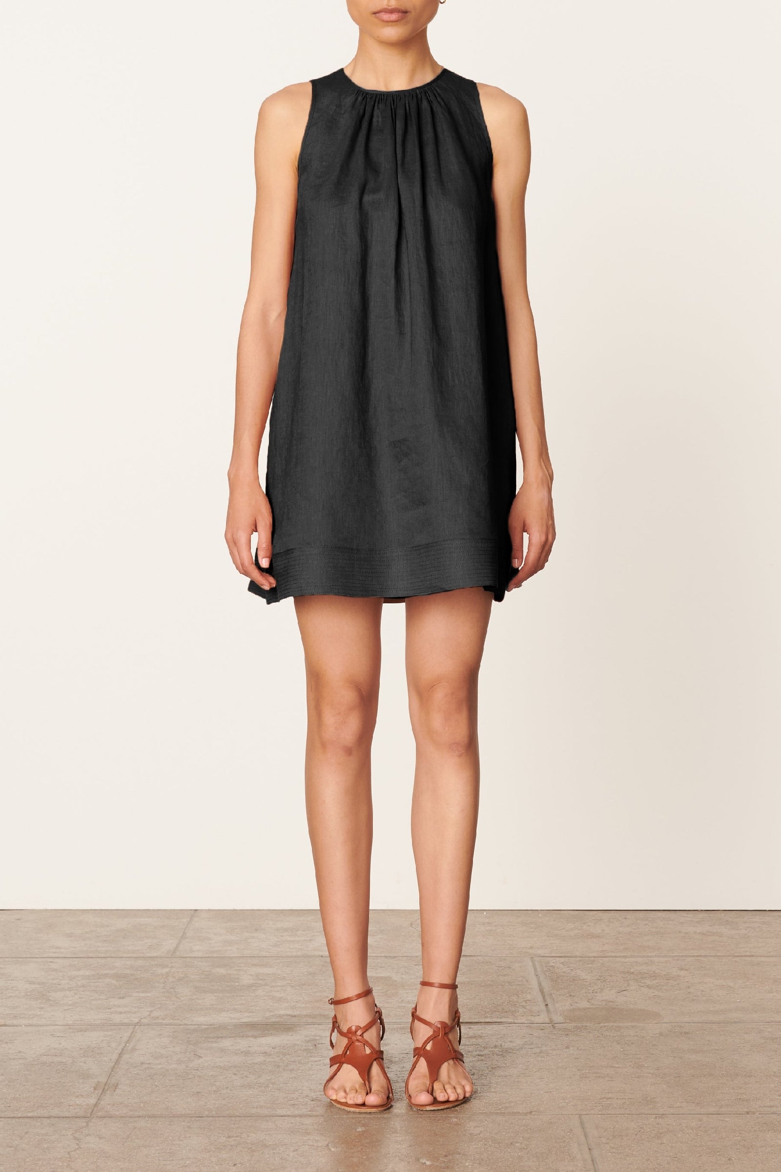 Ema short linen dress - Black