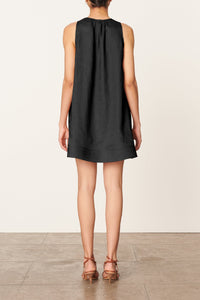 Ema short linen dress - Black
