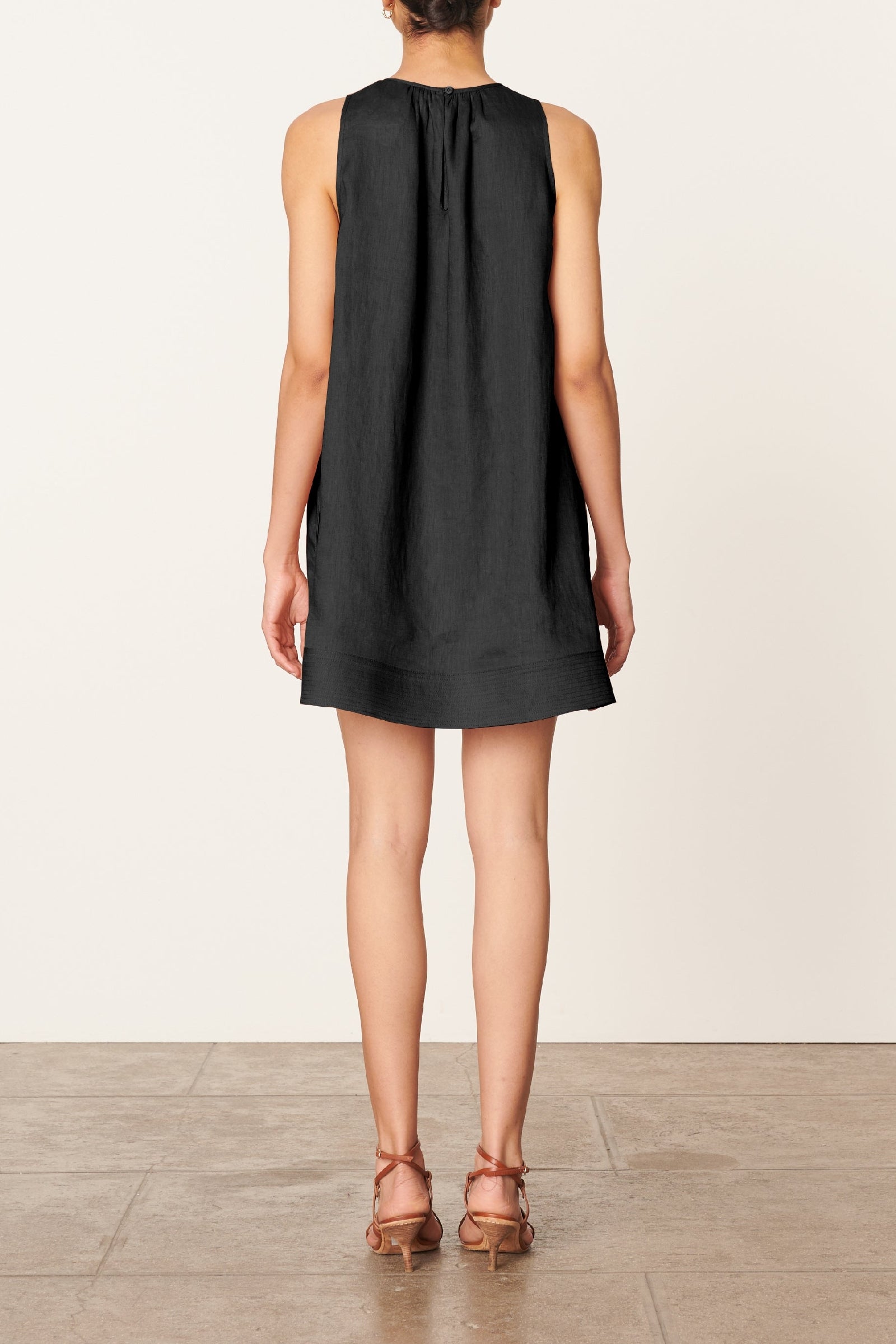 Ema short linen dress - Black