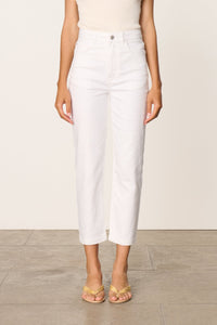 Slim-fit cotton trousers - White