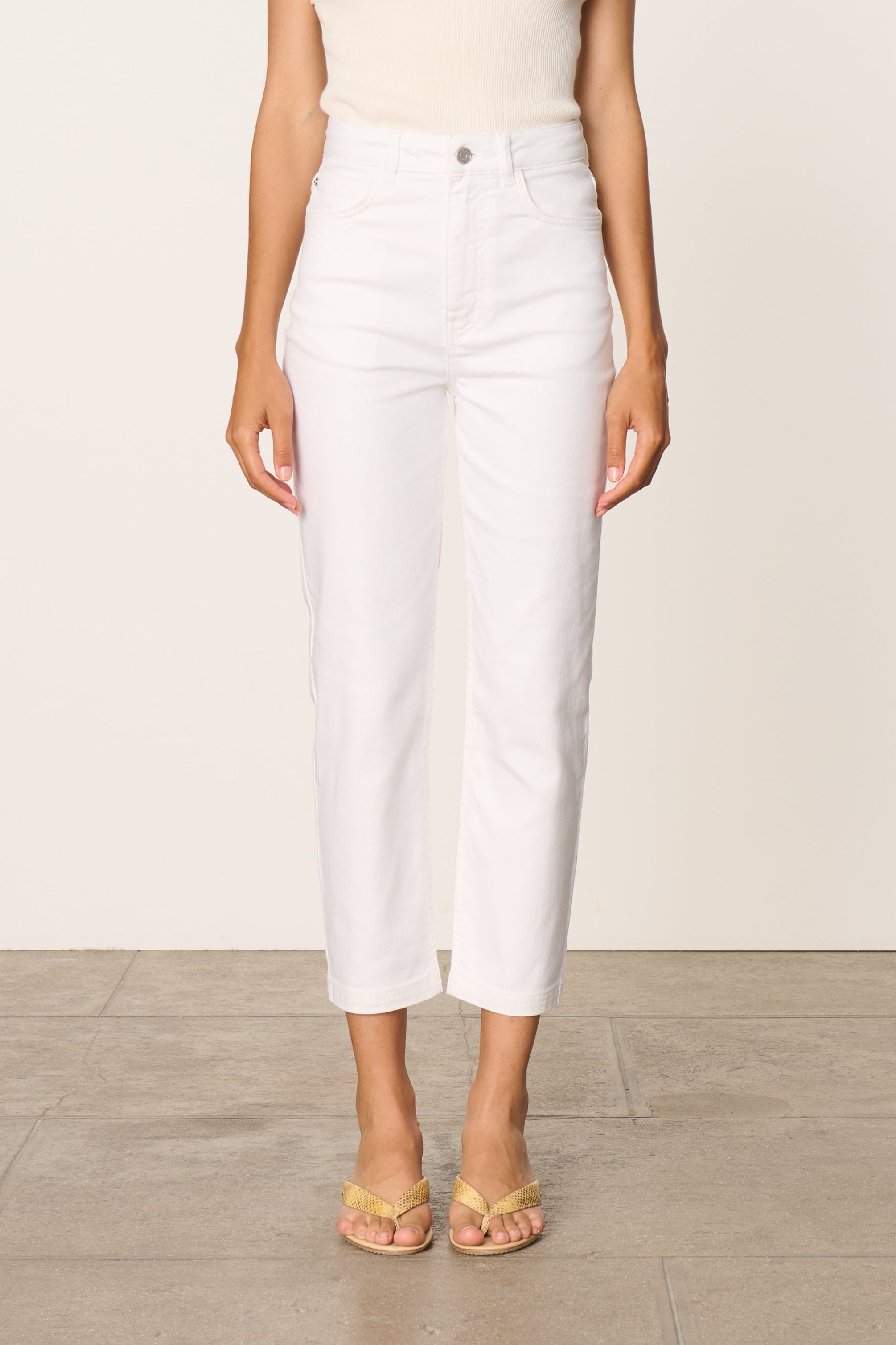 Slim-fit cotton trousers - White