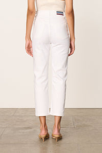 Slim-fit cotton trousers - White