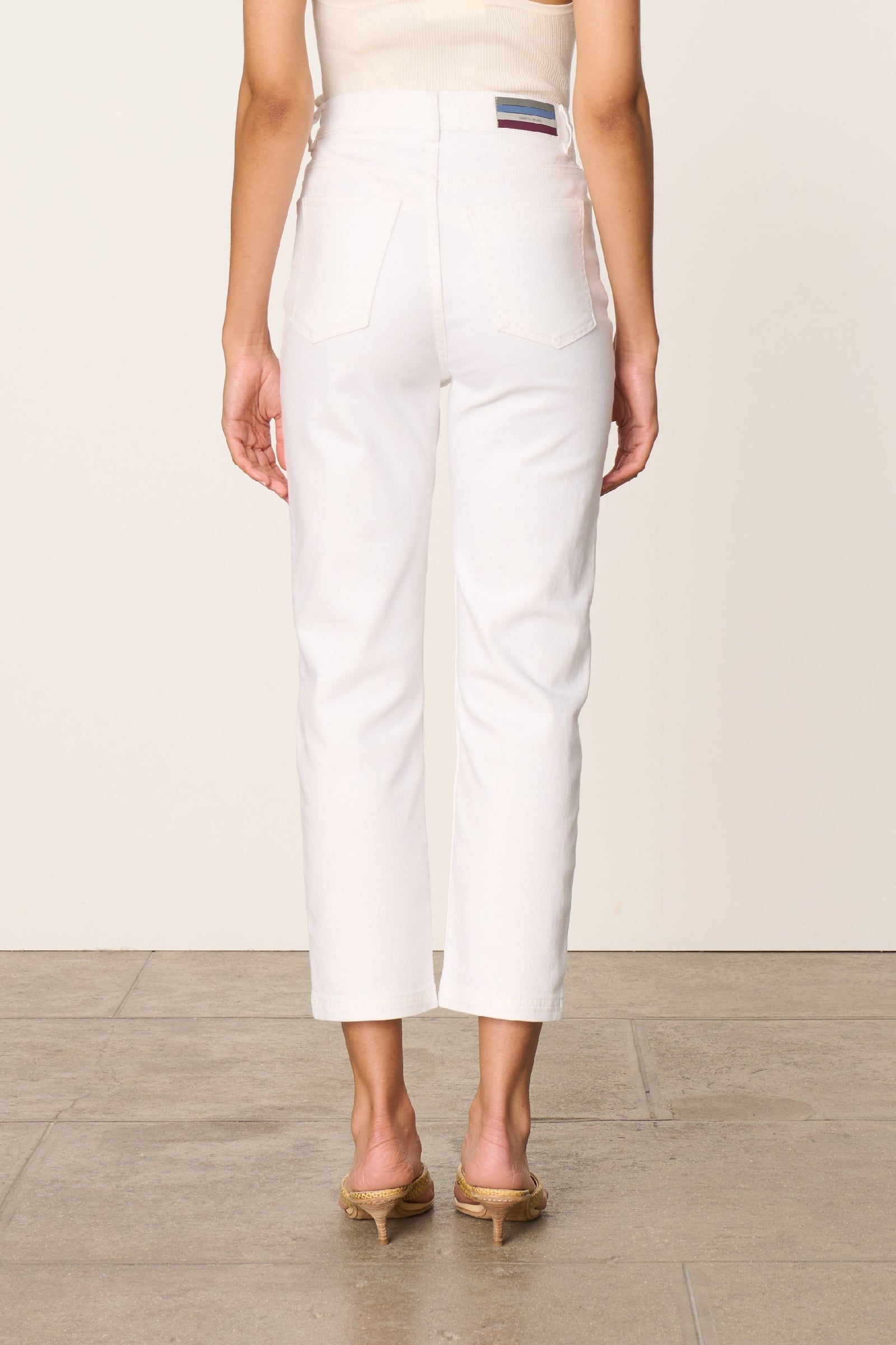 Slim-fit cotton trousers - White