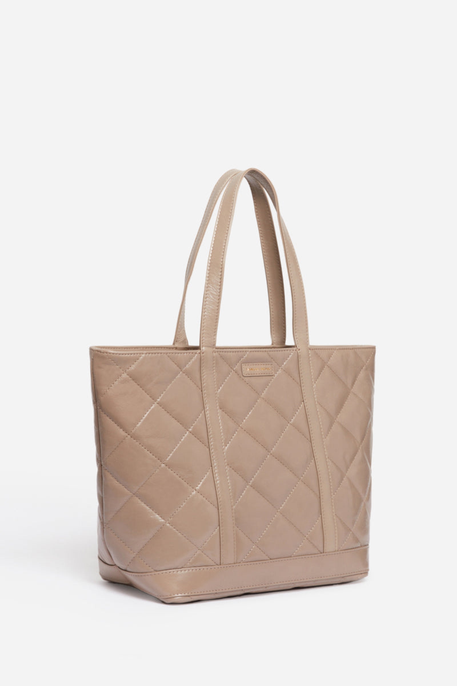 Iconic M Tote Bag with zip, in quilted leather - Mastic
