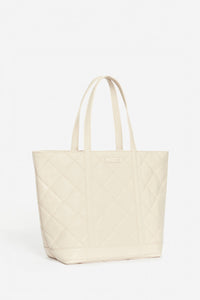 Iconic M Tote Bag with zip, in quilted leather - Sand & Chalk