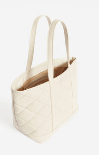 Cabas M zippé en cuir matelassé - Sable & Craie