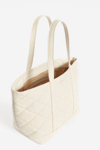 Iconic M Tote Bag with zip, in quilted leather - Sand & Chalk