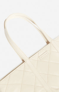 Cabas M zippé en cuir matelassé - Sable & Craie