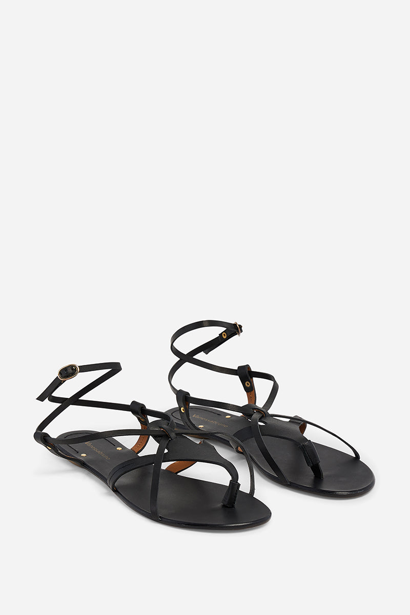 4 QTY RELIQUAT 95 // NOIR / Sandales plates - NOIR