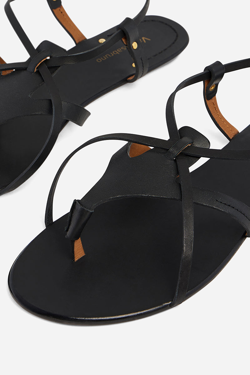 4 QTY RELIQUAT 95 // NOIR / Sandales plates - NOIR