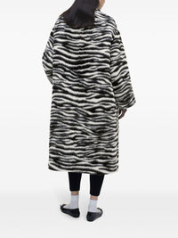 Manteau long imprimé et brossé en laine - Black & White