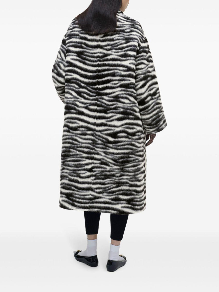 Manteau long imprimé et brossé en laine - Black & White