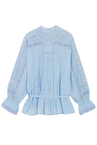 Blouse Viva détails en dentelle - Ciel