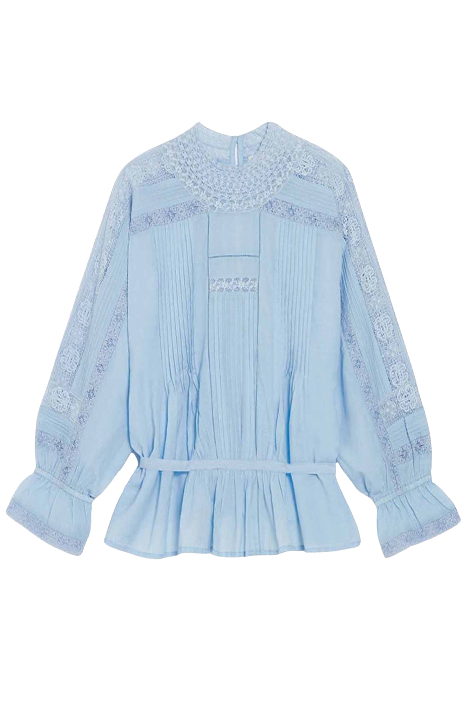 Blouse Viva détails en dentelle - Ciel