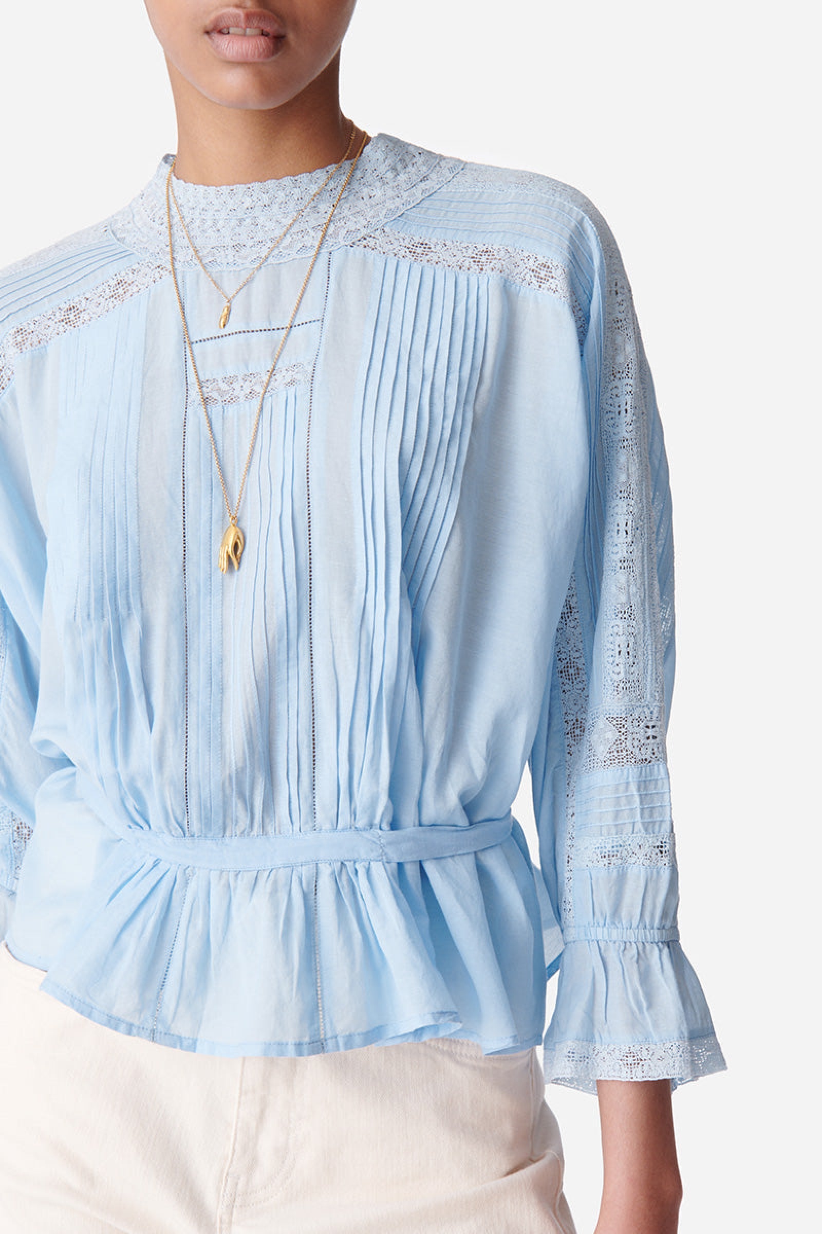 Viva blouse with lace detailing - Sky blue