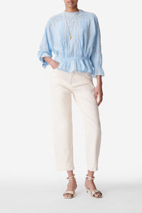 Blouse Viva détails en dentelle - Ciel