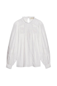 Blouse à col volanté Calin - Blanc