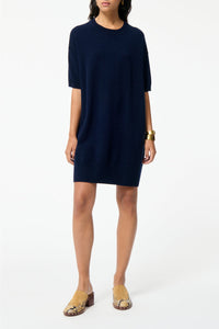 Robe courte Bleuet en laine - Marine