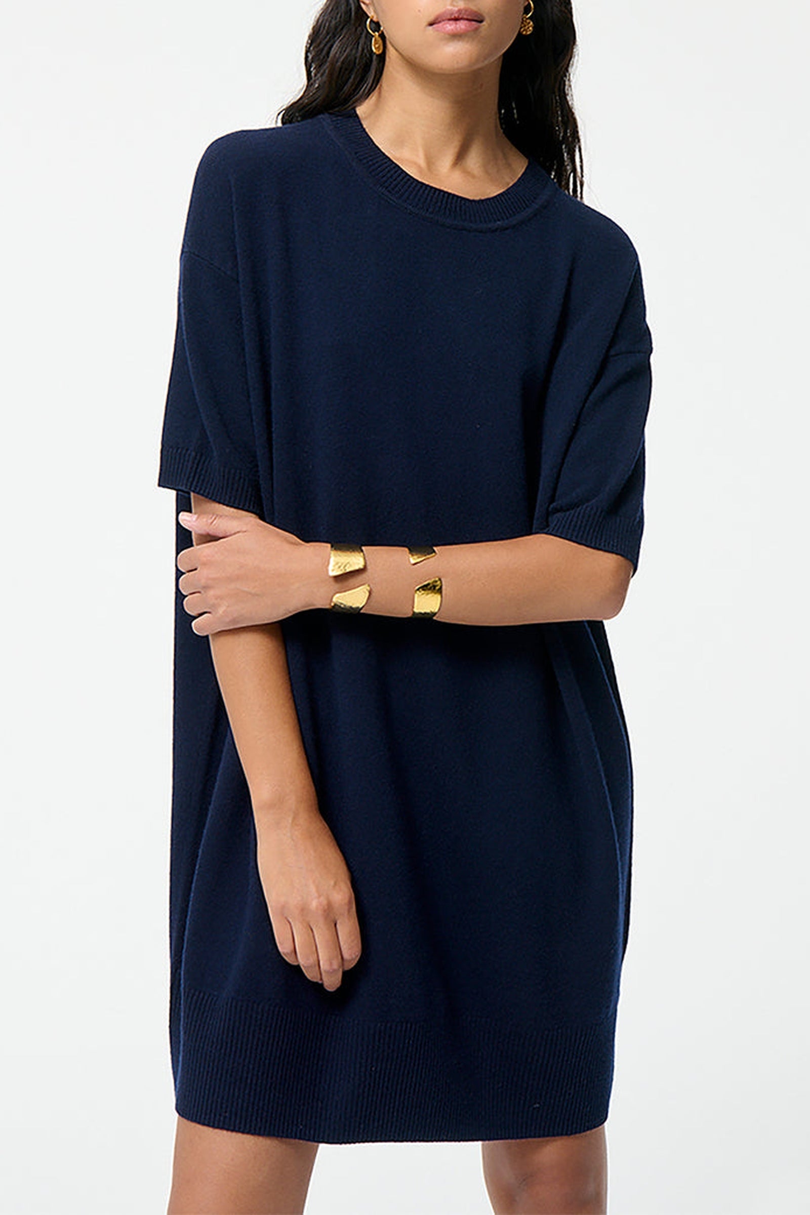 Robe courte Bleuet en laine - Marine