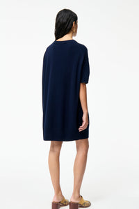 Robe courte Bleuet en laine - Marine