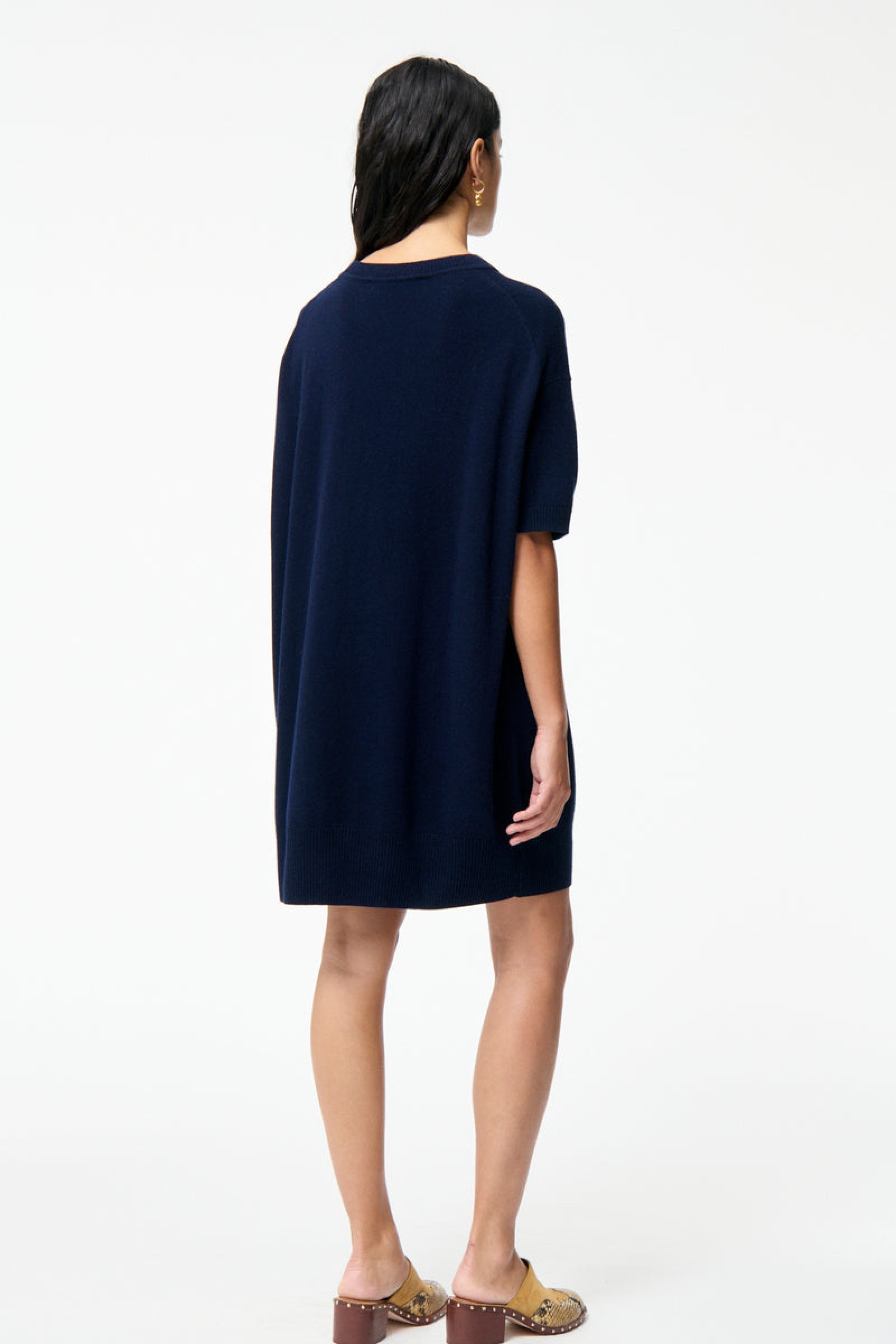 Robe courte Bleuet en laine - Marine