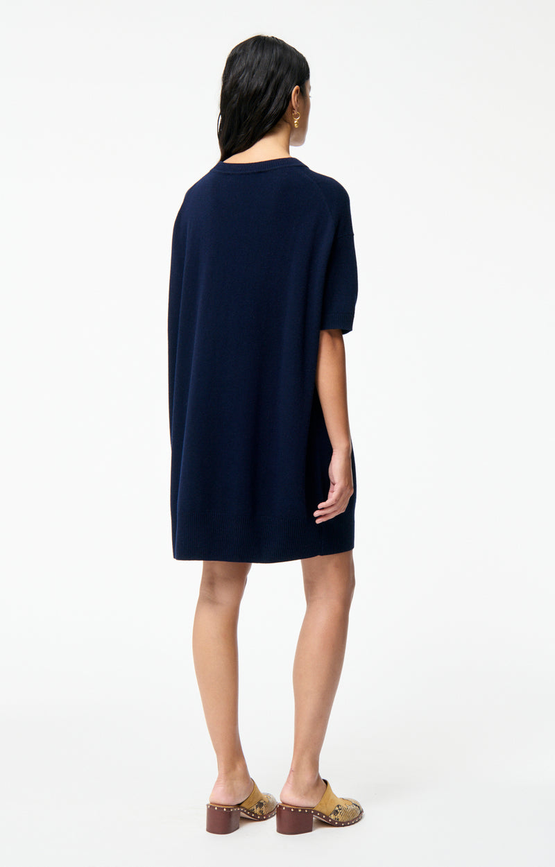 Robe courte Bleuet en laine - Marine