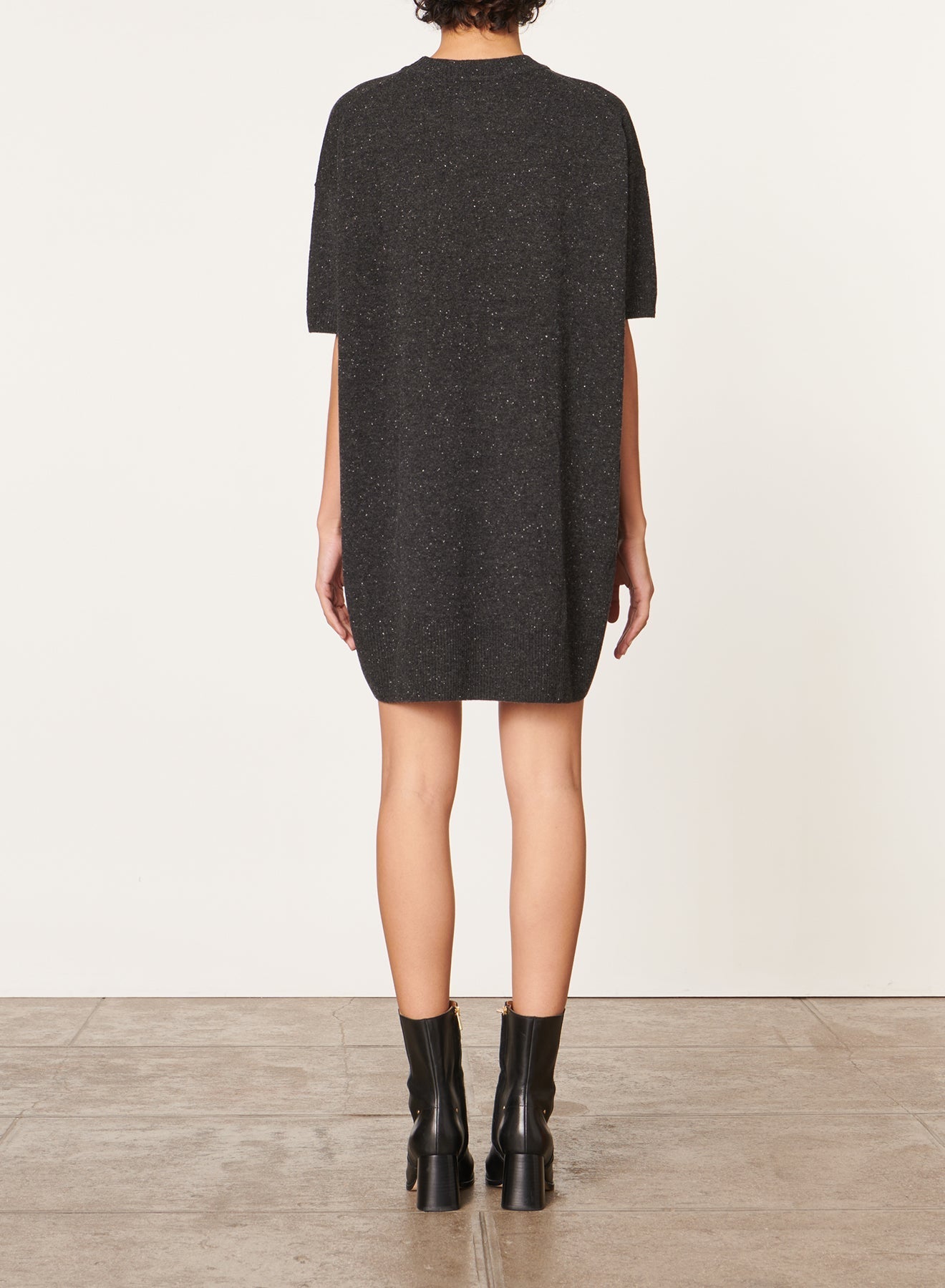 Robe courte Bleuet en laine - Charbon