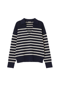 Pull Valdi en laine - Marine & Écru