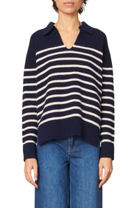 Pull Valdi en laine - Marine & Écru