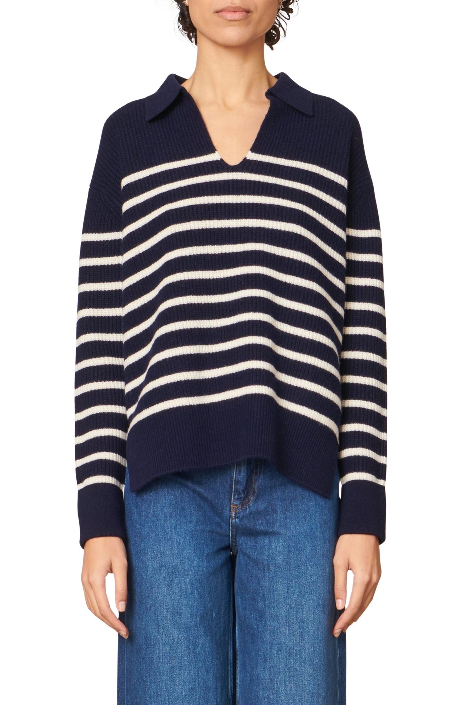 Pull Valdi en laine - Marine & Écru