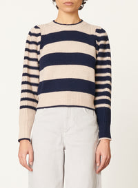 25 QTY NEW // ECRU/MARINE / Pull Dipika - ECRU/MARINE