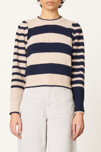 Pull Dipika en laine - Écru & Marine